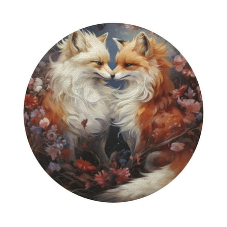 Qekee Romantic Flower Fox Couple Print PU Leather Absorbent Coasters Leather Coasters Set for Cups Drinks 4 Coasters 6 Pcs for Coffee Bar Home Decor Round Shape
Qekee Romantic Flower Fox Couple Print PU Leather Absorbent Coasters Leather Coasters Set for Cups Drinks 4 Coasters 6 Pcs for Coffee Bar Home Decor Round Shape