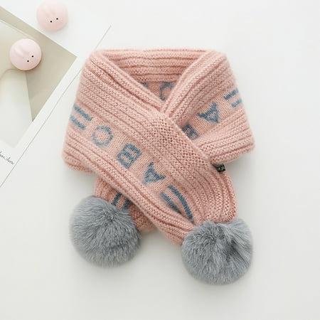 STEADY New Autumn Winter Boys Girls Baby Patchwork Scarf Warm Knitted Scarves Pink