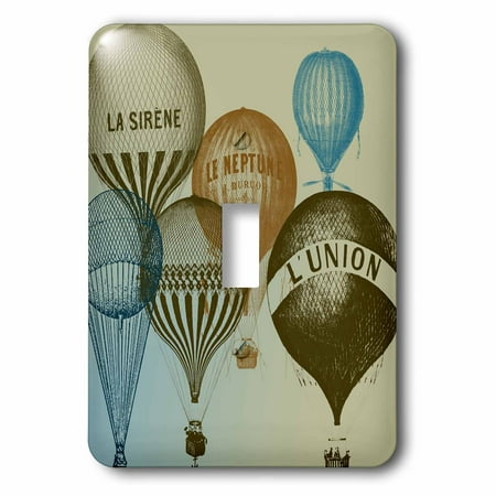 3dRose Vintage French Hot Air Balloons, 2 Plug Outlet Cover