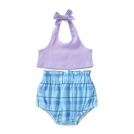 Frobukio Toddler Baby Girls Summer Outfit Hanging Neck Tank Tops Plaid PP Shorts 2Pcs Clothes Sets Purple 3-4 Years
Frobukio Toddler Baby Girls Summer Outfit Hanging Neck Tank Tops Plaid PP Shorts 2Pcs Clothes Sets Purple 3-4 Years