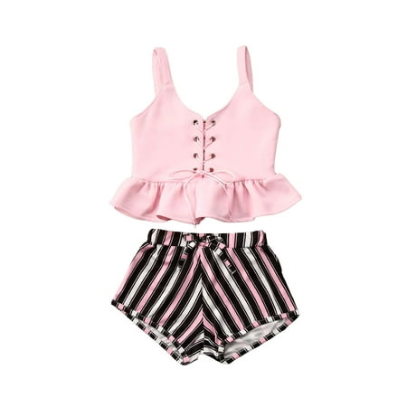 Yinyinxull Toddler Baby Girl Ruffle Solid Color Halter Tank Crop Top Striped Shorts Outfit Pink 2-3 Years
Yinyinxull Toddler Baby Girl Ruffle Solid Color Halter Tank Crop Top Striped Shorts Outfit Pink 2-3 Years