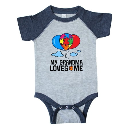 Inktastic Autism Grandma Loves Me Puzzle Gift Baby Boy or Baby Girl Bodysuit