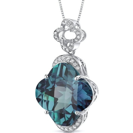 Peora 21.00 Carat T.G.W. Lilly Cut Created Alexandrite Rhodium over Sterling Silver Pendant, 18