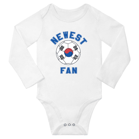 Newest Korea Soccer Football Fan Baby Long Sleeve Rompers Clothes Outfits (White 24 Months)