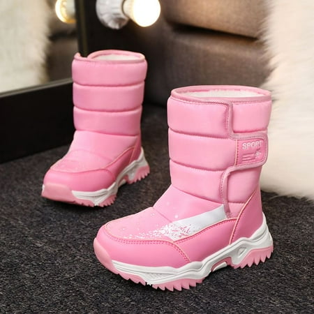 Boys And Girls Casual High Top Snow Boots Fleece Thermal Non-slip Boots For Winter