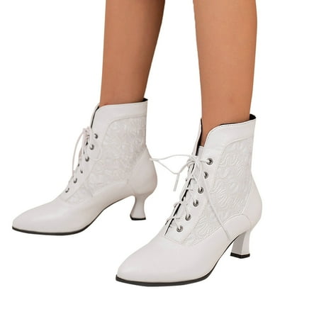 Womens Boots Fashion Lace Leather Booties Ankle Boots for Women Retro Pointed Toe HIgh Heel Boots Mid Calf Boots for Women
Womens Boots Fashion Lace Leather Booties Ankle Boots for Women Retro Pointed Toe HIgh Heel Boots Mid Calf Boots for Women