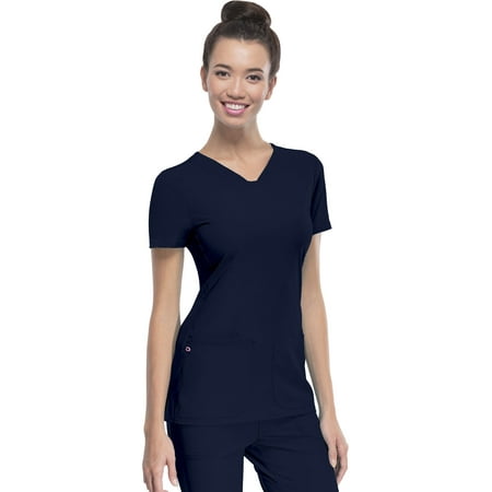 HeartSoul Break On Through Women Scrubs Top Shaped V-Neck 20710 M Navy