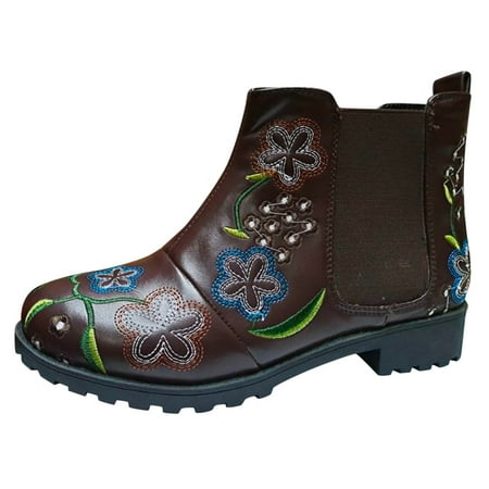 Fashion Women Embroidery Flowers Square Heels Slip On Short Booties Round Toe Shoes
Fashion Women Embroidery Flowers Square Heels Slip On Short Booties Round Toe Shoes