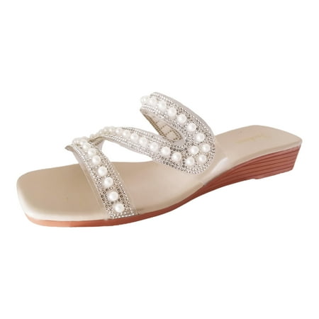 ZHAGHMIN Cute Sandals for Women Dressy Size8.5 Pearl Rhinestone Transparent Wedge Square Toe Large Size Sandal Slippers for Women Slip On Beach Slides White
ZHAGHMIN Cute Sandals for Women Dressy Size8.5 Pearl Rhinestone Transparent Wedge Square Toe Large Size Sandal Slippers for Women Slip On Beach Slides White
