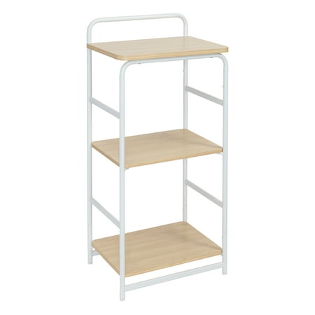 Honey Can Do 3-Tier Wood and Metal Small Shelf White & Natural