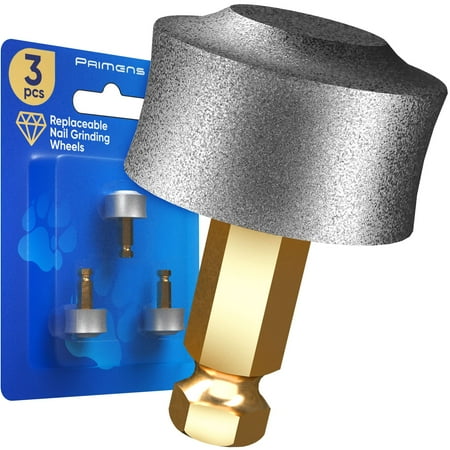 Primens Professional Dog Nail Grinder Replacement Head (Pack of 3 Bits) - Diamond Replaceable Tip for Pet Claw Grooming Spare Grinding Wheel for Large Medium & Small Dogs
Primens Professional Dog Nail Grinder Replacement Head (Pack of 3 Bits) - Diamond Replaceable Tip for Pet Claw Grooming Spare Grinding Wheel for Large Medium & Small Dogs