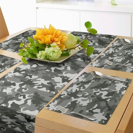Camouflage Table Runner & Placemats Monochrome Attire Pattern Camouflage Inside Vegetation Fashion Design Print Set for Dining Table Placemat 4 pcs + Runner 12 x72 Grey Coconut by Ambesonne
Camouflage Table Runner & Placemats Monochrome Attire Pattern Camouflage Inside Vegetation Fashion Design Print Set for Dining Table Placemat 4 pcs + Runner 12 x72 Grey Coconut by Ambesonne