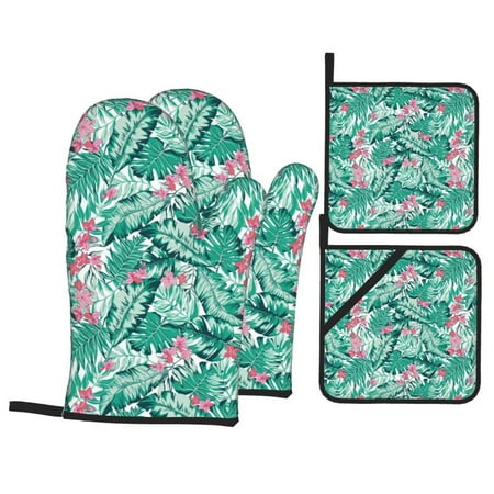 Oven Mitts and Pot Holders Sets 4 pcs palm leaves Non-Slip Oven Gloves Potholders Soft Quilted Lining Heat Resistant Gloves Hot Pads for Kitchen Cooking Baking
Oven Mitts and Pot Holders Sets 4 pcs palm leaves Non-Slip Oven Gloves Potholders Soft Quilted Lining Heat Resistant Gloves Hot Pads for Kitchen Cooking Baking