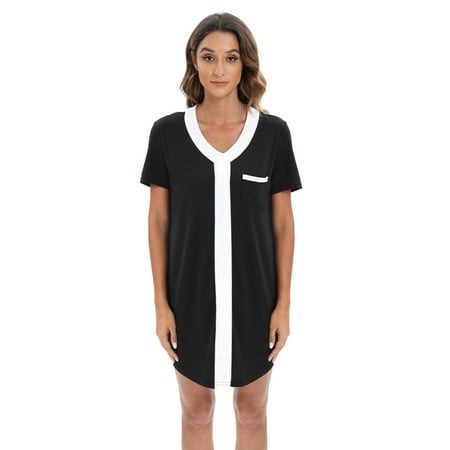 Valcatch Women s Nightshirt Soft Short Sleeves Button Nightdress V-Neck Sleepwear Nursing Loungewear
Valcatch Women s Nightshirt Soft Short Sleeves Button Nightdress V-Neck Sleepwear Nursing Loungewear
