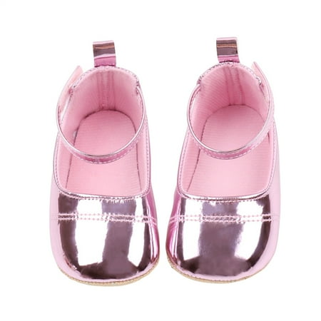 

Biezeib Baby Girl Premium PU Flats Infant Solid Color Metallic First Walker Crib Shoes for Party Festival Baby Shower