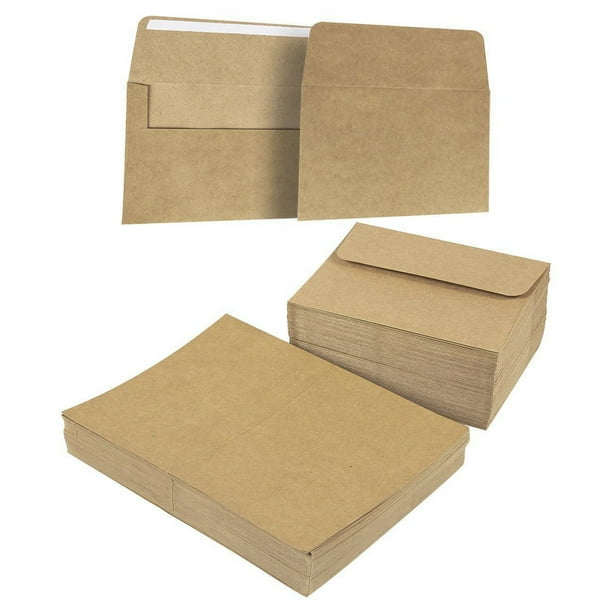 A7 Envelopes and Cards - 100-Count A7 Invitation Envelopes and 100-Count 5 x 7 Cards, Kraft Paper A7 Cards and Envelopes Set for Weddings, Graduations, Baby Showers, Parties, 5.25 x 7.25 inches