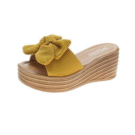 Wandatree Womens Shoes Bowknot Beach Summer Slippers Platform Slope Heels Plus Size Shoes
Wandatree Womens Shoes Bowknot Beach Summer Slippers Platform Slope Heels Plus Size Shoes