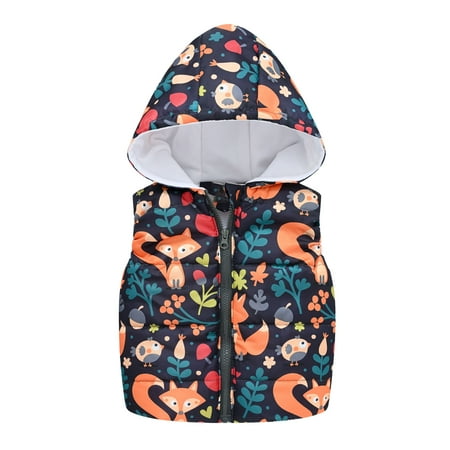 BIZIZA Toddler Vest for Baby Sleeveless Padded Cartoon Print Hooded Thicken Zip Up 1-6Y Chlid Tops Black 110
BIZIZA Toddler Vest for Baby Sleeveless Padded Cartoon Print Hooded Thicken Zip Up 1-6Y Chlid Tops Black 110