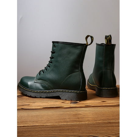 Fangasis Women Ankle Boot Mid Calf Warm Bootie Comfort Work Boots Unisex Winter Shoes Office Fashion Plush Lined Short Booties Green 9.5