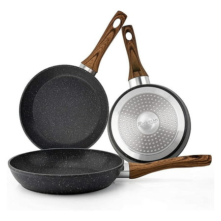 Frying Pan Set 3-Piece Nonstick Saucepan Woks Cookware Set