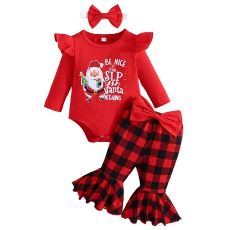 Rovga Outfit For Children Toddler Baby Kids Girls Suit Christmas Letters Prints Romper Plaid Pants Hairband 3Pcs Set Outfits
Rovga Outfit For Children Toddler Baby Kids Girls Suit Christmas Letters Prints Romper Plaid Pants Hairband 3Pcs Set Outfits