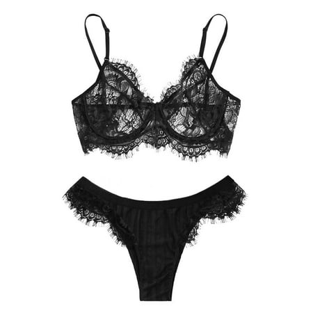 LONKITO Lace Lingerie Wireless Bra Women Underwear Sleepwear G-string Hollow Out Black S
LONKITO Lace Lingerie Wireless Bra Women Underwear Sleepwear G-string Hollow Out Black S