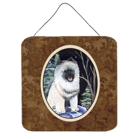 6 x 6 in. Starry Night Keeshond Aluminium Metal Wall or Door Hanging Prints