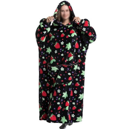 Frontwalk Women Lounge Fuzzy Fleece Oversized Wearable Blanket Long Sleeve Kangaroo Pocket Sleep Dress Pajama Nightgowns Strawberry Print
Frontwalk Women Lounge Fuzzy Fleece Oversized Wearable Blanket Long Sleeve Kangaroo Pocket Sleep Dress Pajama Nightgowns Strawberry Print