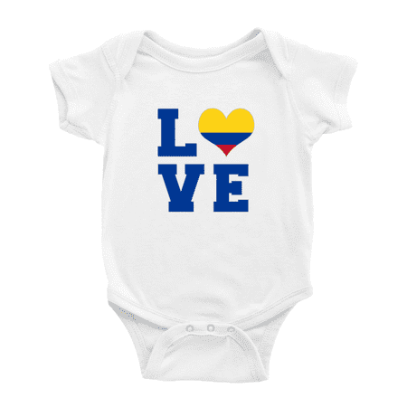Love Colombia Flag Heart Baby Rompers (White 6-12 Months)