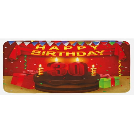 30th Birthday Kitchen Mat Celebration with Chocolate Tasty Cream Cake with Colorful Flags and Boxes Plush Decorative Kitchen Mat with Non Slip Backing 47 X 19 Multicolor by Ambesonne
30th Birthday Kitchen Mat Celebration with Chocolate Tasty Cream Cake with Colorful Flags and Boxes Plush Decorative Kitchen Mat with Non Slip Backing 47 X 19 Multicolor by Ambesonne