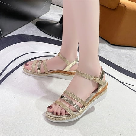 ZHELIYO Women s sandals Women s Casual Side Hollow Belt Buckle Slope Bottom Roman Shoes Summer Fashion Ladies Sandals Gold 6.5
ZHELIYO Women s sandals Women s Casual Side Hollow Belt Buckle Slope Bottom Roman Shoes Summer Fashion Ladies Sandals Gold 6.5