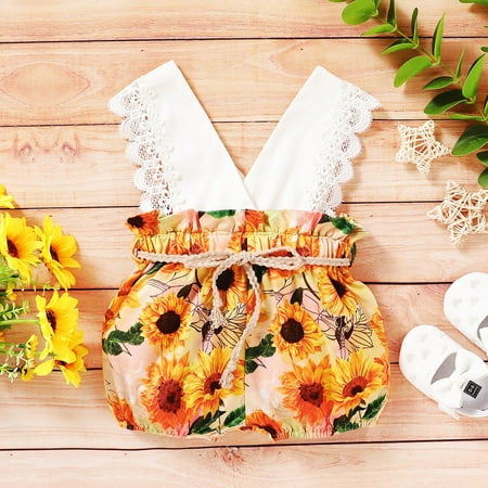 Yubatuo Infant Baby Girls Sleeveless Lace Sunflower Print Backless Romper Jumpsuit Yellow 90
Yubatuo Infant Baby Girls Sleeveless Lace Sunflower Print Backless Romper Jumpsuit Yellow 90