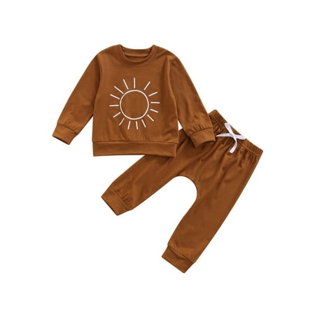Sunisery 2Pcs Newborn Baby Boy Girl Casual Outfits Sun Print Long Sleeve Sweatshirt Tops+ Pants Clothes Brown 18-24 Months
Sunisery 2Pcs Newborn Baby Boy Girl Casual Outfits Sun Print Long Sleeve Sweatshirt Tops+ Pants Clothes Brown 18-24 Months