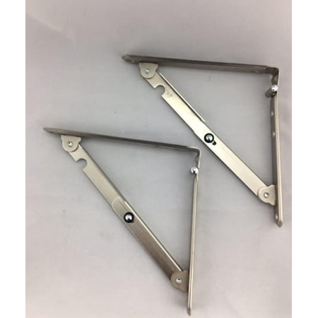2pk RV Folding Shelf Brackets Satin Nickel Rv Shelving Folding Counter Support