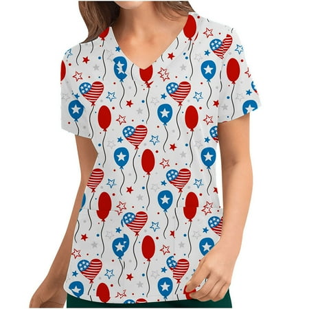 Up to 30% off Clearance! Zanvin Women Scrub Tops Womens Summer Tops Independence Day V-Neck Casual Short Sleeve Printed Pockets Tops Blouse Uniform Blue L
Up to 30% off Clearance! Zanvin Women Scrub Tops Womens Summer Tops Independence Day V-Neck Casual Short Sleeve Printed Pockets Tops Blouse Uniform Blue L