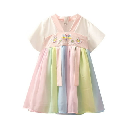 Girls Dress Summer New Flower Embroidery Antique Hanfu Fashion Dress Back Frenulum
Girls Dress Summer New Flower Embroidery Antique Hanfu Fashion Dress Back Frenulum