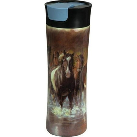 Rivers Edge 5017061 16 oz 2126 Rush Hour Horses Travel Mug