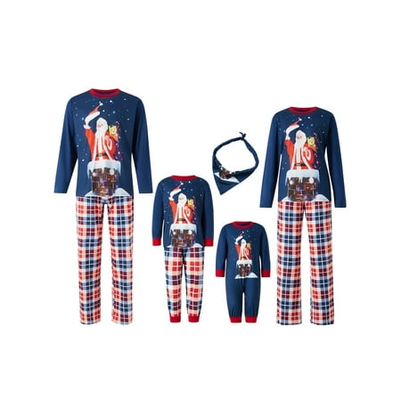 Woshilaocai Christmas Matching Family Pajamas Set Cartoon Santa Claus Plaid Long Sleeve Round Neck Pullover Trousers Sleepwear
Woshilaocai Christmas Matching Family Pajamas Set Cartoon Santa Claus Plaid Long Sleeve Round Neck Pullover Trousers Sleepwear
