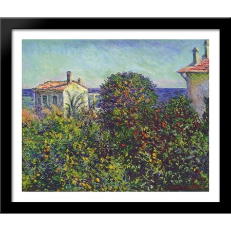Bordighera, the House of Gardener 34x28 Large Black Wood Framed Print Art by Claude Monet