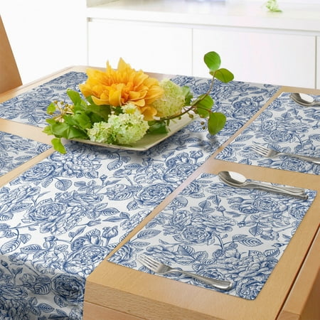 Rose Table Runner & Placemats Vintage Design of Monochromatic Flowers with Leaves Drawing Set for Dining Table Decor Placemat 4 pcs + Runner 16 x90 Dark Violet White by Ambesonne
Rose Table Runner & Placemats Vintage Design of Monochromatic Flowers with Leaves Drawing Set for Dining Table Decor Placemat 4 pcs + Runner 16 x90 Dark Violet White by Ambesonne