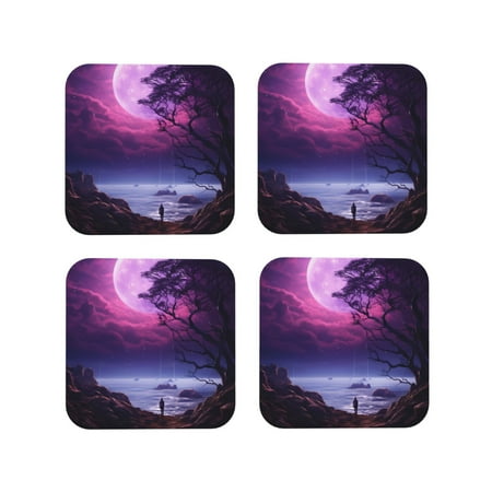 Drink Coasters Set of 4 Purple Moon Tree Night Sky Leather Coasters for Coffee Table Protector Heat Resistant Cute Coasters for Home Decor Housewarming Gifts Bar Kitchen 4 Inch Square
Drink Coasters Set of 4 Purple Moon Tree Night Sky Leather Coasters for Coffee Table Protector Heat Resistant Cute Coasters for Home Decor Housewarming Gifts Bar Kitchen 4 Inch Square