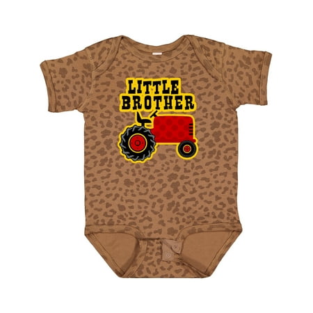 Inktastic Red Tractor Little Brother Gift Baby Boy Bodysuit
