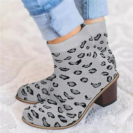 ERTUTUYI Ladies Fashion Leopard Print Breathable Knitted Elastic Boots High Heel Booties Grey 41
ERTUTUYI Ladies Fashion Leopard Print Breathable Knitted Elastic Boots High Heel Booties Grey 41