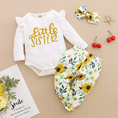 Baby Girl Sister Clothing Newborn Clothing Kids Girls Alpha-Printed Romper + Floral Printed Pants + Headband Set
Baby Girl Sister Clothing Newborn Clothing Kids Girls Alpha-Printed Romper + Floral Printed Pants + Headband Set