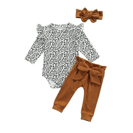 ZIYIXIN Newborn Baby Girls Fall Outfits Leopard Long Fly Sleeve Jumpsuit Romper+Big Bow Pants+Headband 3Pcs Clothes Brown 18-24 Months
ZIYIXIN Newborn Baby Girls Fall Outfits Leopard Long Fly Sleeve Jumpsuit Romper+Big Bow Pants+Headband 3Pcs Clothes Brown 18-24 Months