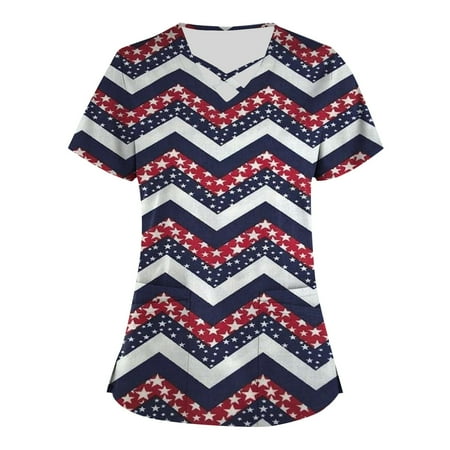 HIMIWAY Plus Size Independence Day Printed Scrub Working Uniform Tops For Women Cross V-Neck Short Sleeve Fun T-Shirts Workwear Tee With Pockets
HIMIWAY Plus Size Independence Day Printed Scrub Working Uniform Tops For Women Cross V-Neck Short Sleeve Fun T-Shirts Workwear Tee With Pockets