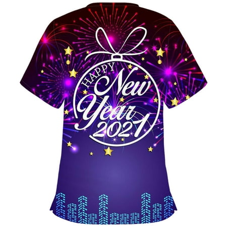 TAIAOJING Women s Scrub Tops New Year Short Sleeve V-neck Tops Working Printing T-Shirt Blouse
TAIAOJING Women s Scrub Tops New Year Short Sleeve V-neck Tops Working Printing T-Shirt Blouse