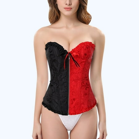 NEGJ Women s LaceBack Zip Corset Top Bustier Body Shapewear up to 6XL