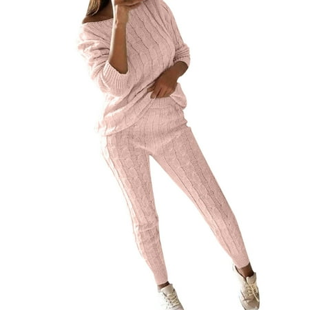 EUHDSSDE Womens Ladies Solid Off Shoulder Cable Knitted Warm 2PC Loungewear Suit Set
EUHDSSDE Womens Ladies Solid Off Shoulder Cable Knitted Warm 2PC Loungewear Suit Set