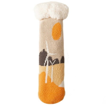 AOOOWER Women Winter Faux Fleece Lined Slipper Socks Village Landscape Thermal Stockings
AOOOWER Women Winter Faux Fleece Lined Slipper Socks Village Landscape Thermal Stockings